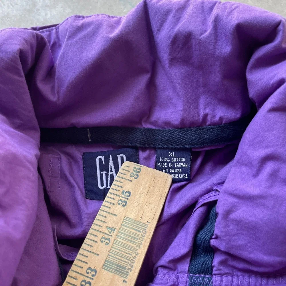Vintage Gap Purple Anorak Windbreaker Hooded Pullover Jacket Mens XL Cotton